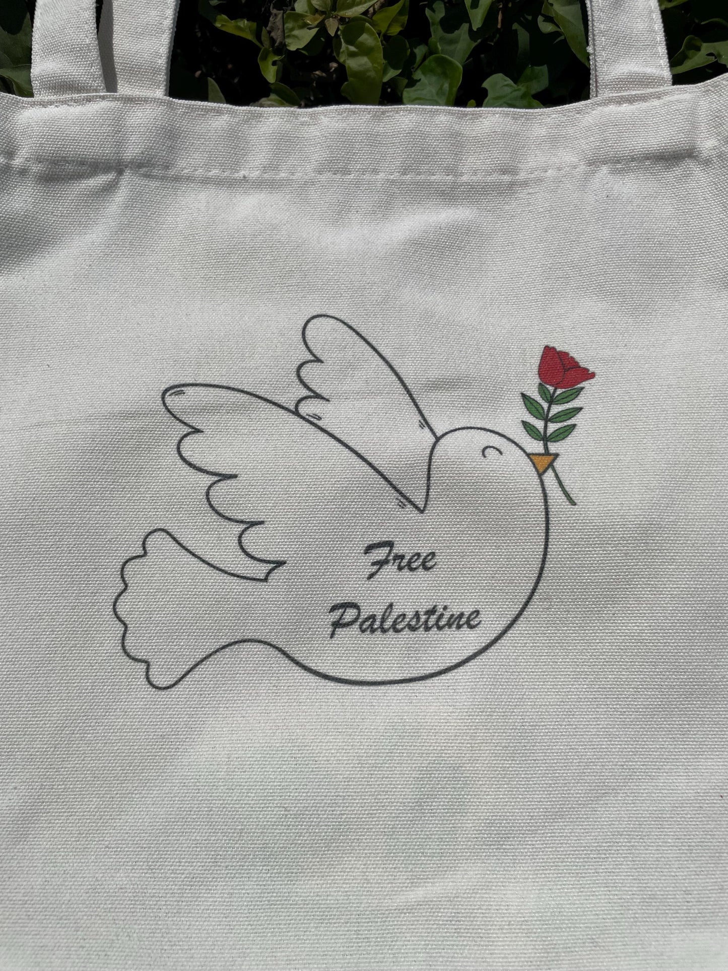 Free Palestine Dove with Poppy Tote Bag, Palestine Tote Bag