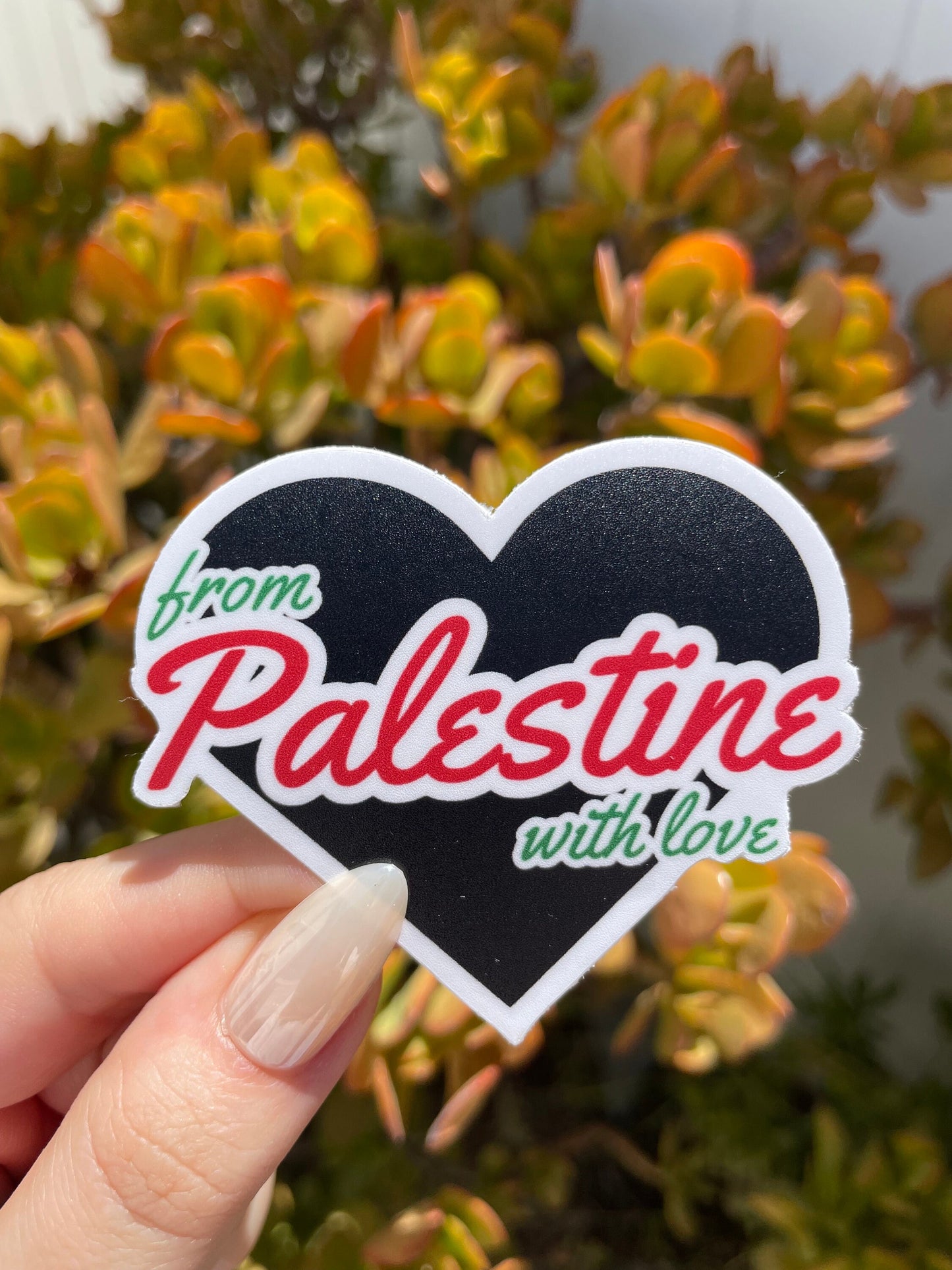 From Palestine with love sticker, for laptop, journal, vinyl sticker, phone case sticker, water bottle sticker, planner sticker