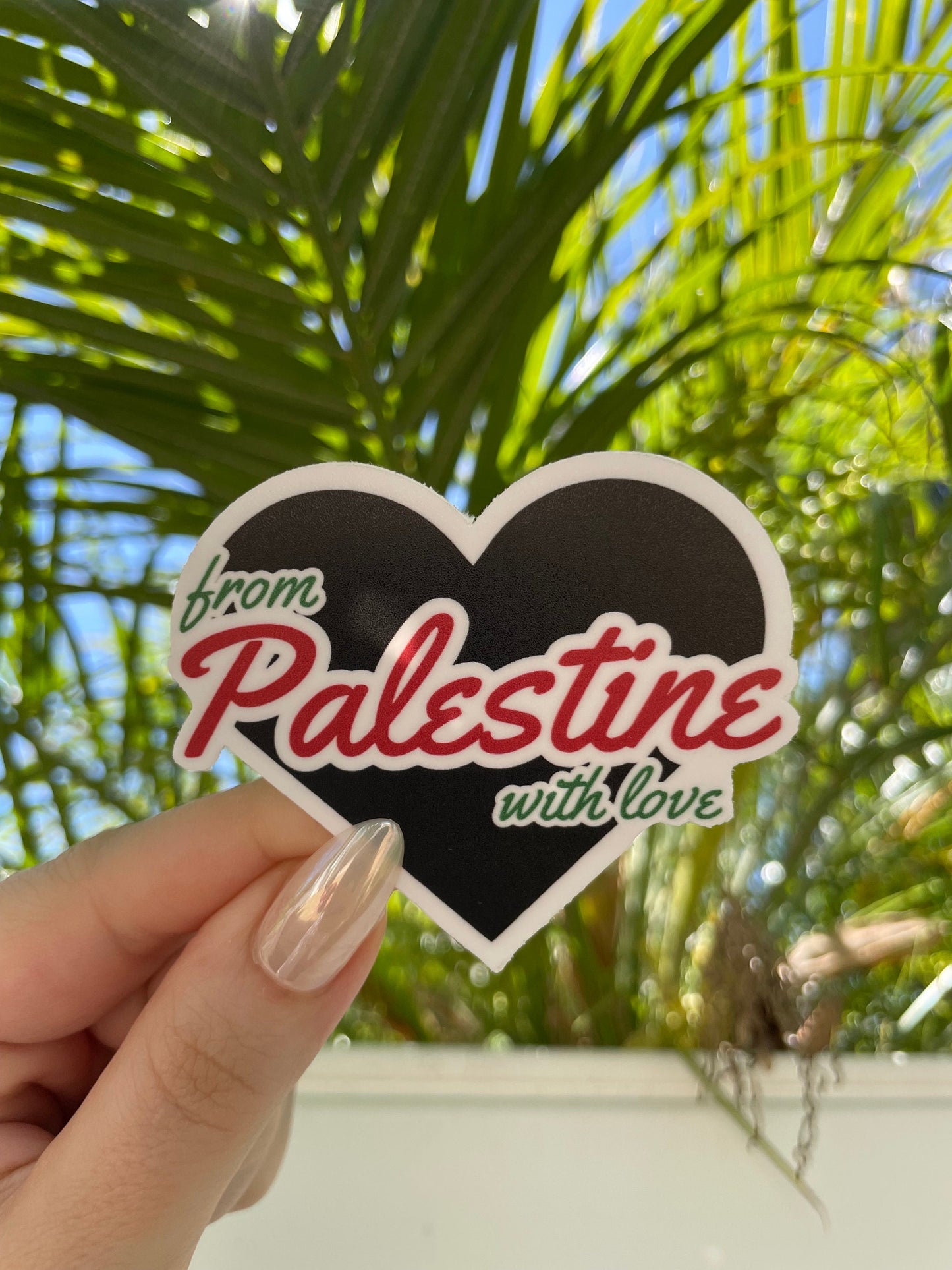 From Palestine with love sticker, for laptop, journal, vinyl sticker, phone case sticker, water bottle sticker, planner sticker
