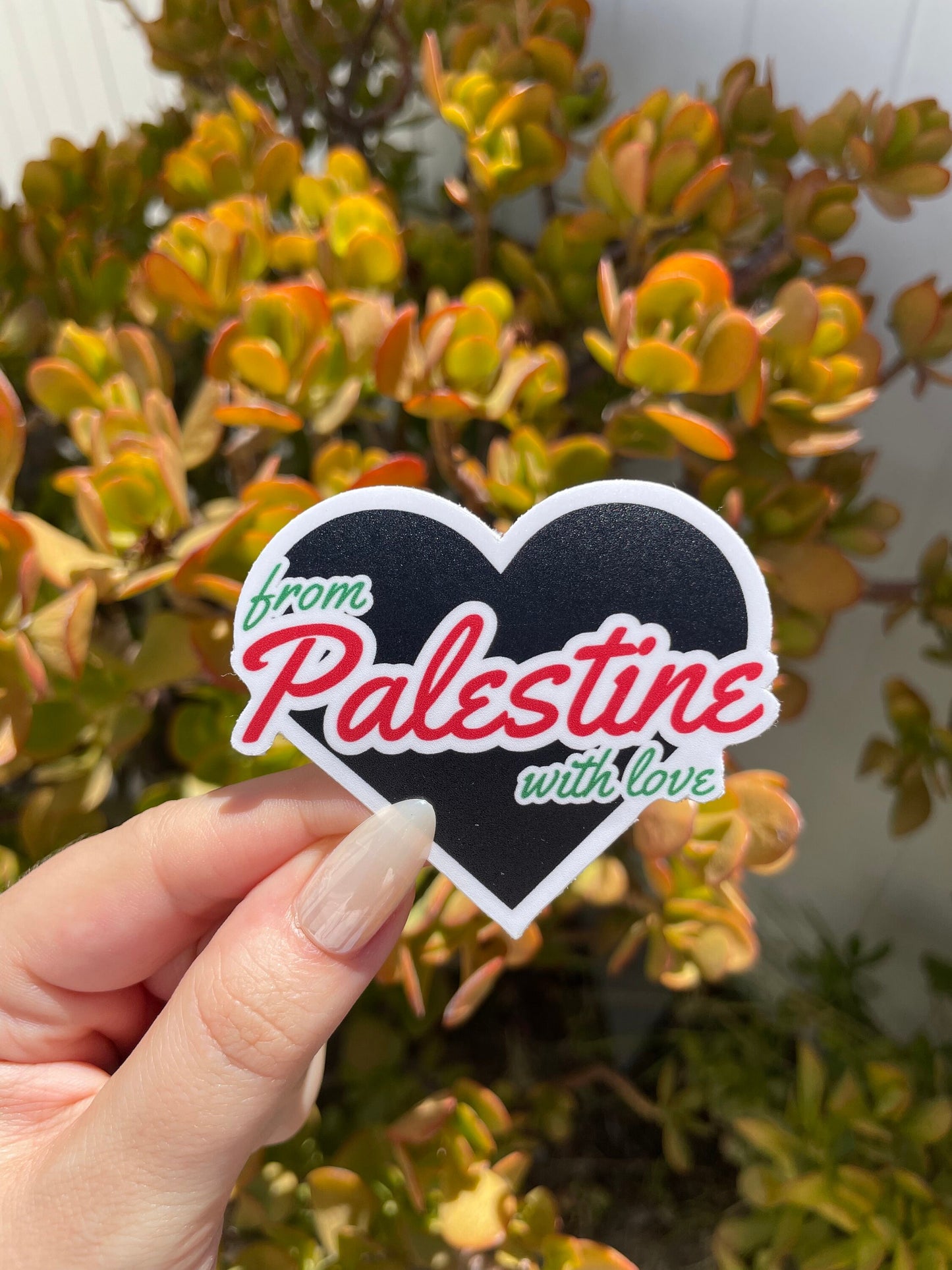 From Palestine with love sticker, for laptop, journal, vinyl sticker, phone case sticker, water bottle sticker, planner sticker