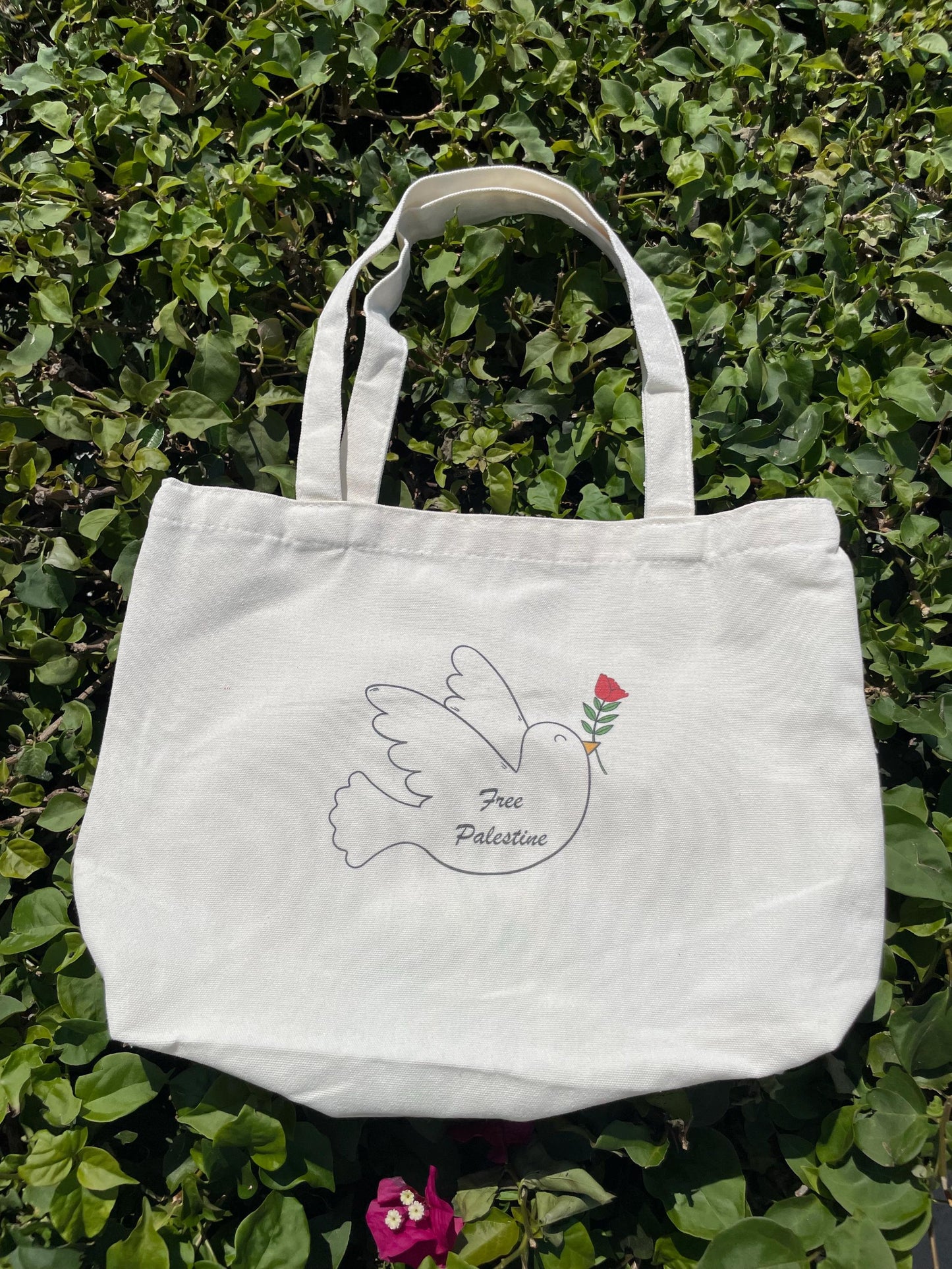 Free Palestine Dove with Poppy Tote Bag, Palestine Tote Bag