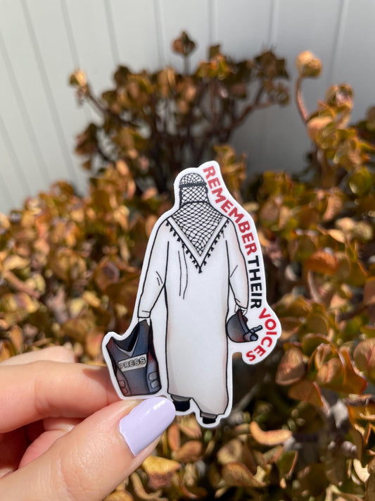 Remember their voices Press sticker, Falastini Sticker, Palestine Sticker, Phone Case Sticker, Laptop Sticker, Water Bottle Sticker