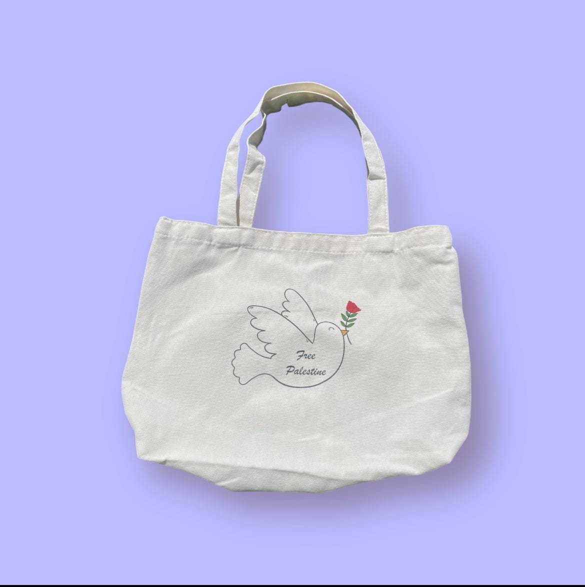 Free Palestine Dove with Poppy Tote Bag, Palestine Tote Bag